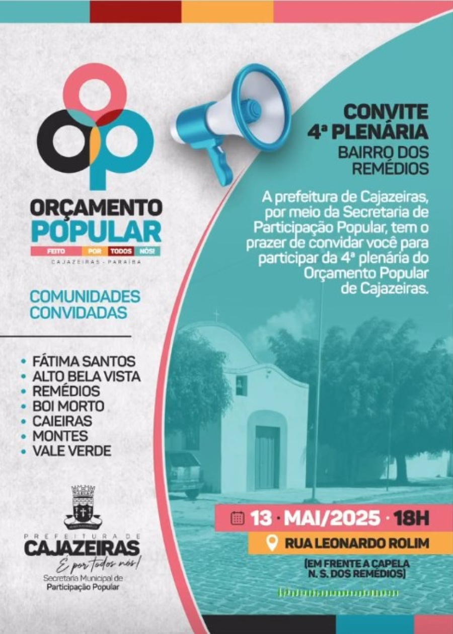 Cajazeiras realiza 4ª plenária do Orçamento Popular no Bairro dos Remédios