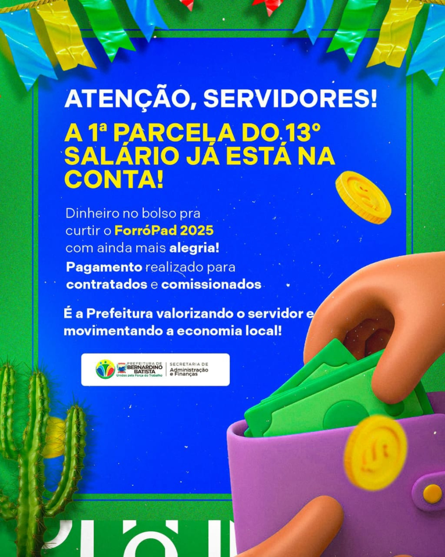  Prefeito Aldo Andrade antecipa pagamento e injeta mais de R$ 700 mil na economia antes do ForróPad 2025