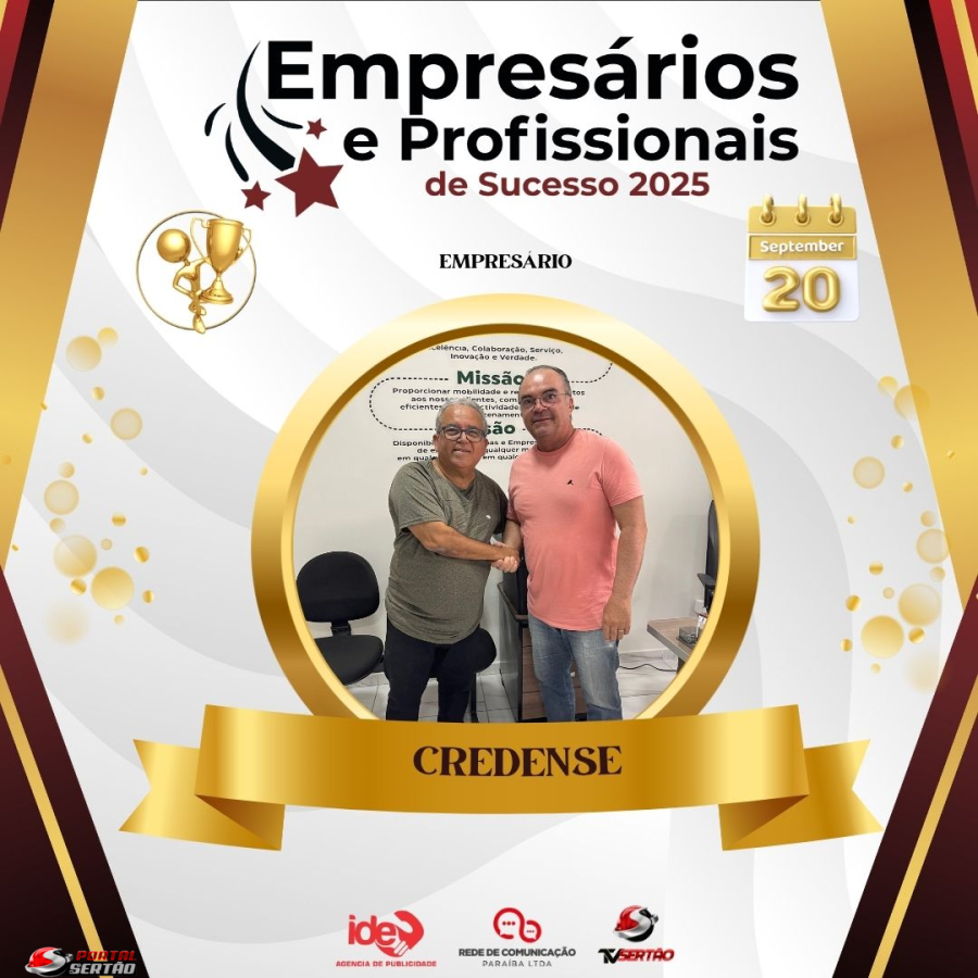 Credense é reconhecida no Empresários e Profissionais de Sucesso 2025 em Cajazeiras