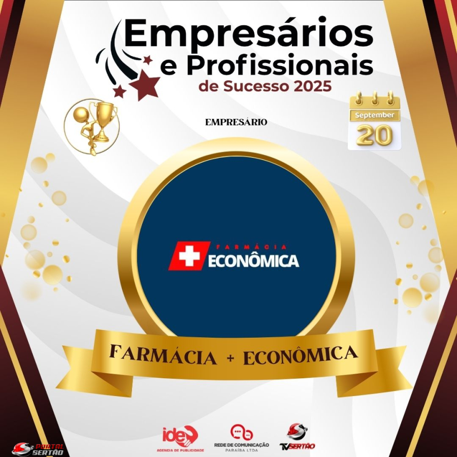 Farmácia + Econômica é reconhecida no Empresários e Profissionais de Sucesso 2025 em Cajazeiras