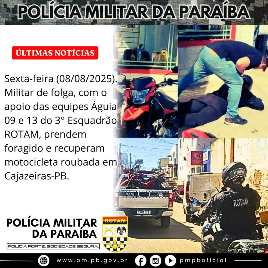 VÍDEO: Policial Militar Realiza Prisão de Foragido e Recupera Motocicleta Roubada em Cajazeiras