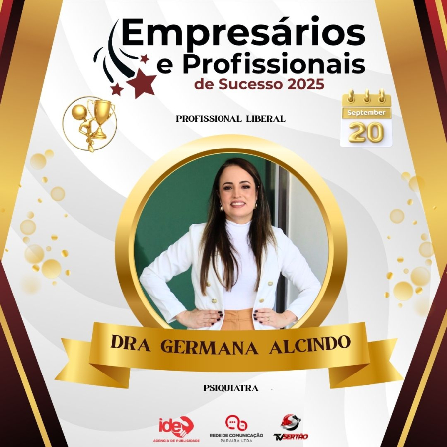 Dra. Germana Alcindo será homenageada no “Empresários e Profissionais de Sucesso 2025